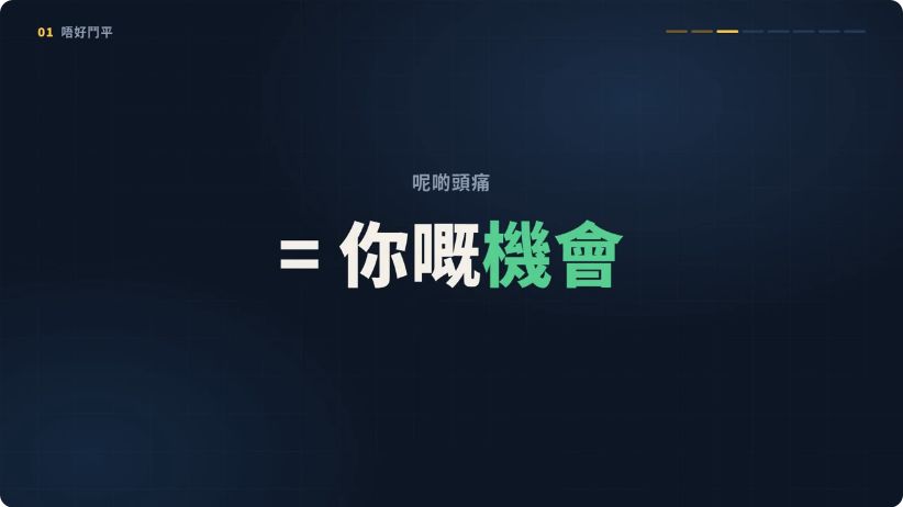 影片畫面指出客戶的麻煩與不確定性可以成為本地中小企機會